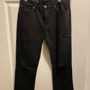 7 For All Man Kind ripped black slimmy jeans NWT